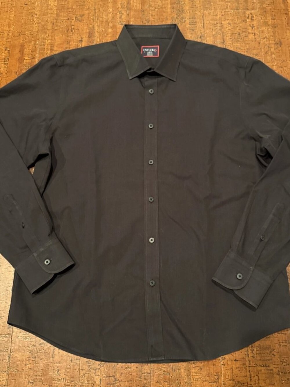 Untuckit Men’s Large Wrinkle Free Black Long Sleeve Button-Up Shirt Cotton